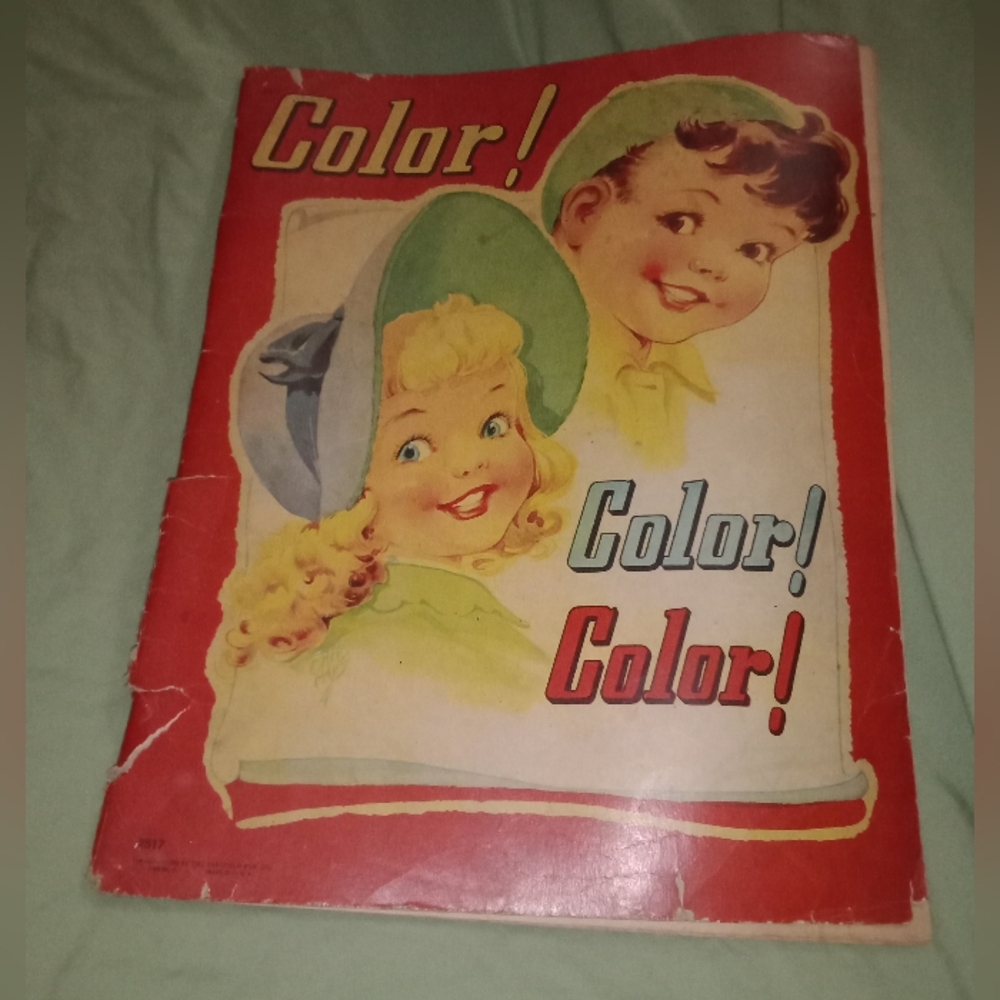 Mid Century MCM Coloring Book Children 1945 Retro Kids Learning Toys Ephemera